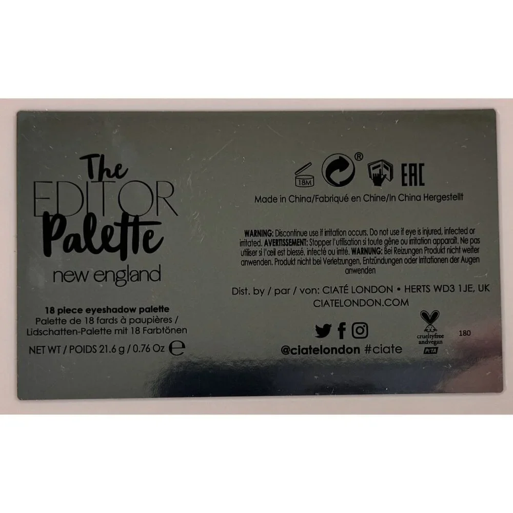Ciaté London The Editor Palette New England 18-Shades Eyeshadow Palette NEW